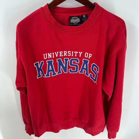 University Of Kansas Jayhawks Basketball Campus Authentic Mens Red Sweatshirt M - Picture 3 of 9